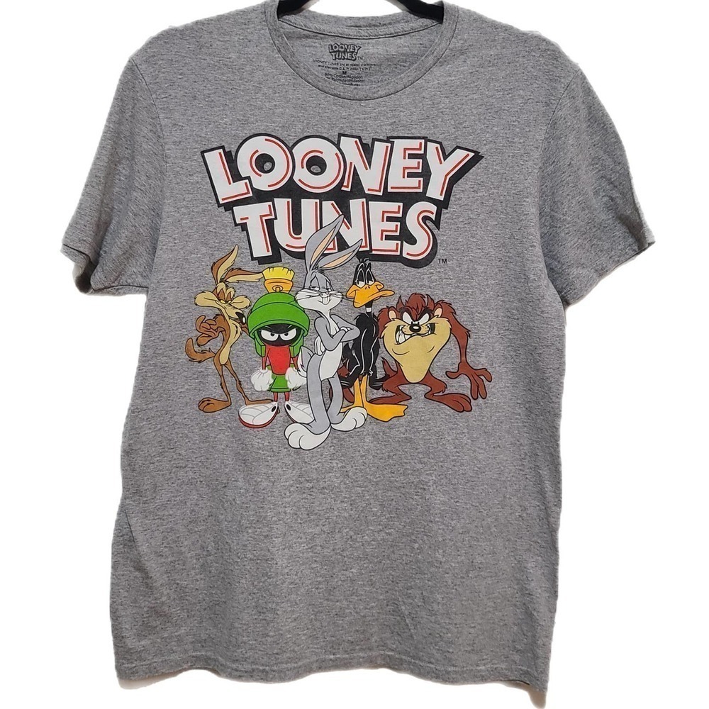 Looney Tunes Heather Gray Graphic Tee Shirt Size Medium